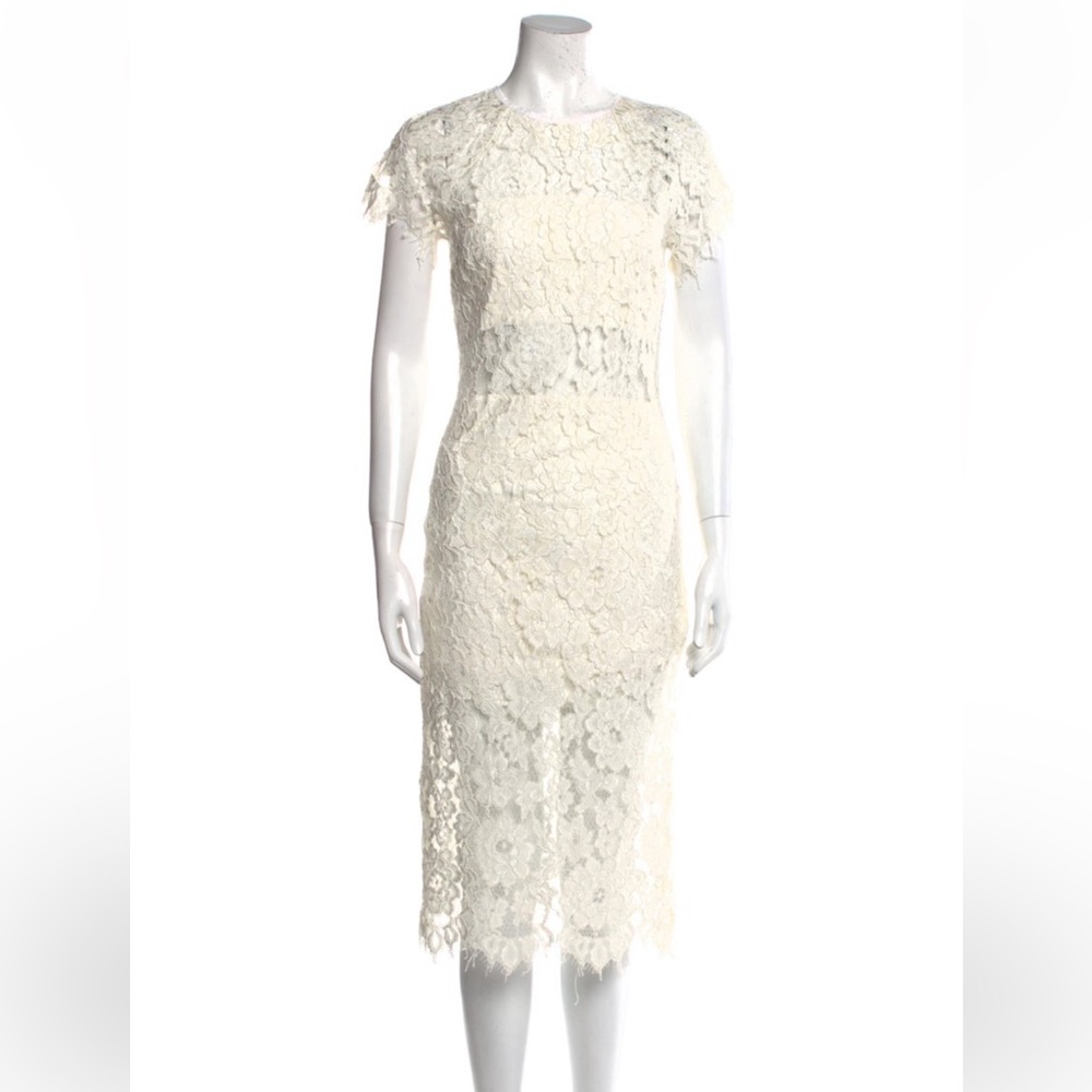 Alexis Cream Sheath Midi Dress with Flutter Cap Sleeves